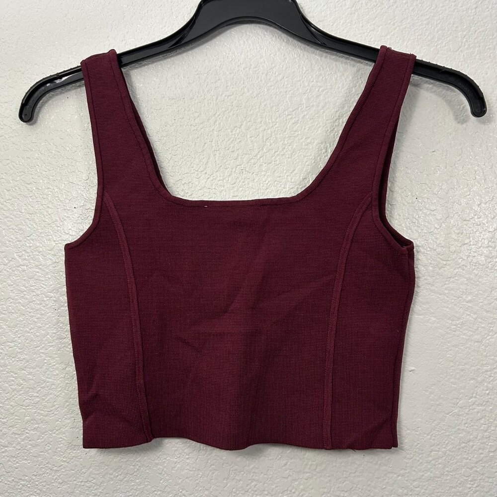 Zara Burgundy Bustier Cropped Knit Tank Top - Picture 3 of 3